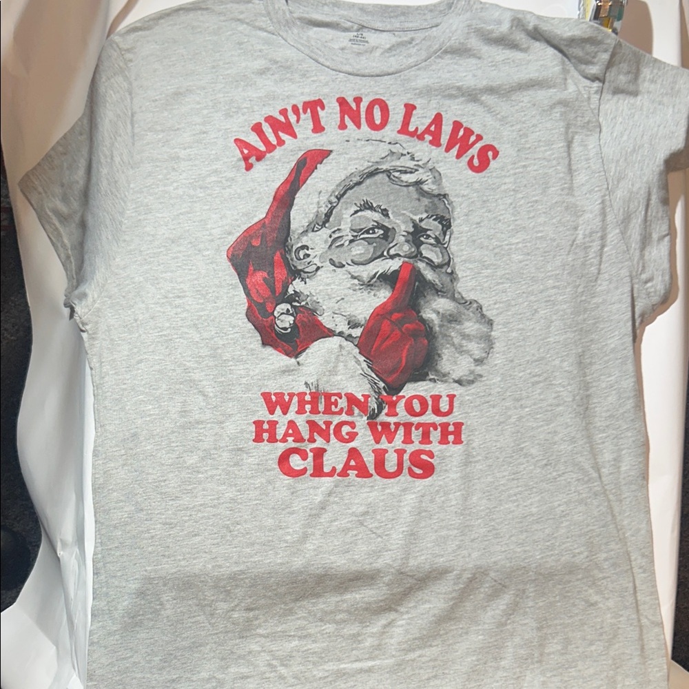 Holiday Time “No Laws” Gray Santa Graphic Tee